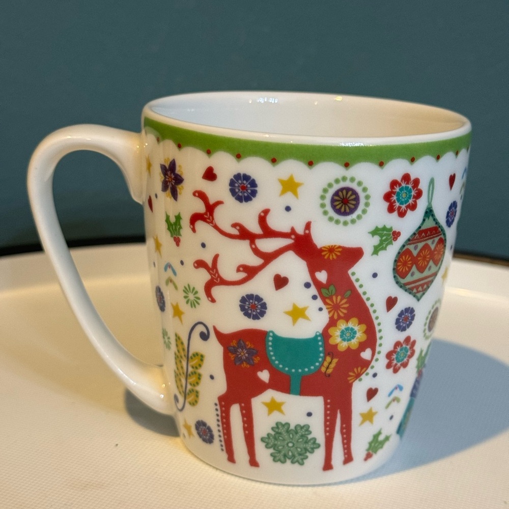 NWT Queens by Churchill MUG The Caravan Trail Festive Cheer Christmas Reindeer